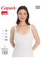 Women's Cotton Stretch Fabric Lace Detailed Thin Strap Stylish Undershirt - White 3099