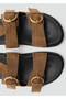 Flat Leather Sandals with Buckle - 4