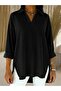 Women's Three-Quarter Sleeve Collared Button-Front Shirt