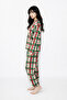 Women's Green Plaid New Start Peter Pan collar Long Sleeve Trouser Pajama Set - 2