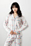 Women's Baby Blue Plaid New Start Peter Pan collar Long Sleeve Trouser Pajama Set - 2