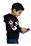 Boy's Black Cardigan with Printed Hood, Ears and Sleeves - 3