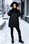 Bridget Women's Genuine Leather Coat with Fur Hood Black