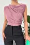 Crew Neck Zero Sleeve Sandy Blouse -Powder