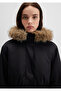 Faux Fur Detailed Black Parka Loose Fit / Relaxed Fit 1110786-900 - 7