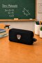 Unisex Black Pen Holder, Single Compartment Pen Case, Teddy Bear Logo, 20X10X3Cm