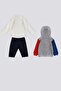 U.S. Polo Assn Gray Melange Garnished Sleeve Detail Baby 3 Piece Set - 6