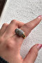 Double Color Series Zircon Stone Curved Cylinder Design Adjustable Women's Steel Ring Non-Tarnish - 2