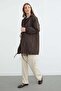 Stone Detailed Hooded Zipper Trench Coat - 4
