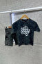 My Little Boy's Stissy Printed Washable Denim Shorts Set for Boys - Black - 3