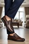 Men's Leather Classic Comfort Slip-On Shoes with Side Elastic Band and Light Sole - 3