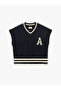 V-Neck Knit Detailed Sweater - 5
