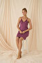 Women's Viscose Fabric Adjustable Rope Strap V-Neck Lace Detailed Nightgown - Violet - 4