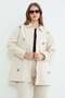 Floral Embroidered Trench Coat with Elastic Waist - 2
