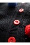 Girl's Black Pompom Knitwear Cardigan Sleeveless Inner Badi Knitwear Pants Beret 4-Piece Set - 5