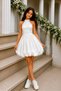 Girl'S/Women's Ecru Pearl Detailed Halter Neck Balloon Skirt Big Bow Special Design Dress – Birthday, Wedding, Engagement, Holiday, Party, and Special Occasion - 6