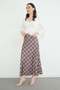 Plaid Patterned Maxi Length Satin Skirt - 4