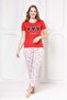 Heart Printed Short Sleeve Pajama Set - 2