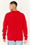 Men Ribbed Collar Long Sleeves Embroidered Logo Sweaters, Red - 4