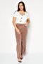 Women Regular Fit Textured Pants, Brown - 3