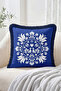 Çini Style Bird and Heart Motif Symmetrical Floral Pattern Fringed-Tasseled Throw Pillow Cover Modern Decorative