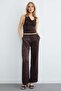 Elastic Waist Pocketed Palazzo Satin Trousers