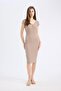 Bodycon Body-Hugging V-Neck Ribbed Camisole Short Sleeve Midi Dress E7368Ax25Sp - 5