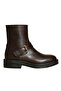 Brown Leather Women's Buckle Boots
