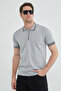 Half Zipper Striped Polo Neck T-Shirt - 5