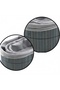 Bamboo trimmed wooden base oval 3 size gray organizer basket with fabric interior - 5