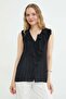 Semi-Transparent Blouse with Ruffles on the Front