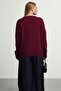 Burgundy Crew Neck Oversized Knitwear Sweater - 5