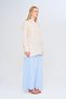 Women's Long Sleeve Shirt with Detailled Sleeves, 100% Linen, Beige - 5