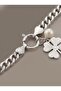 White Plated Pearl and Clover Figured Women's Chain Lucky Bracelet - 5