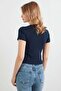 Basic Crop T-Shirt with Stoppers on the Sides - 2