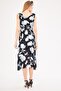 Women's Black-Grey Patterned Double-Breasted Collar Midi Length Dress with Elastic Waist and Shoulders Arm-24Y001052 - 5