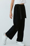 Girl's Pants with Tie Detail, Comfortable Cut, Pockets, Ages 9-14, Black - 2