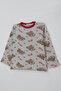 Baby Girl Pajama Set Love Themed Teddy Bear with Bow Patterned 9 Months-3 Years, Light Gray Melange - 7