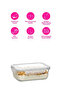Fresco Glass Storage Container Single Medium Size 800 ml Rectangular White Lockable Lid - 2