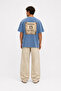 Men's Marseille Printed Washed Oversize T-Shirt Baby Blue - 5