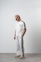 Men's Striped Detailed Regular Fit T-Shirt Trousers Set Ecru - 4