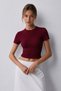 Women's 3-Pack Corded Fabric 100% Cotton Crew Neck Knit Ribbed Knit Cropped T-shirt - 2