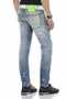 Cd605 neon green ripped ice blue men's jean pants - 5