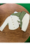 Baby Boy Muslin Fabric Khaki Cream Double Suit 5 Buttons Oval Cut 3 6 9 12 18 Months - 3