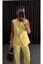 Women's Vest and Trousers Two-Piece Set with Button Detail Ci̇v Ci̇v Yellow - 5