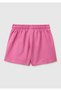 Girl's Regular Fit Bermuda Shorts with Dried Rose Embroidery Logo Detail - 2