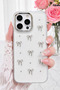 iPhone 15 Pro Max Case with Bow Pattern Transparent Glitter Silver Shiny Cover with Camera Protrusion - 3
