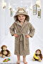 Hooded Children's Bathrobe 100% Cotton Water Absorbent Monkey Boys Girls