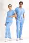 Light Blue Lux Stretch Fabric Greys Top and Bottom Set Doctor Nurse Uniform