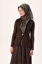 Thin Cotton Soft Scarf Milky Coffee-Emerald Brown Patterned Breathable Tok Duruşlu 90X90 - 3